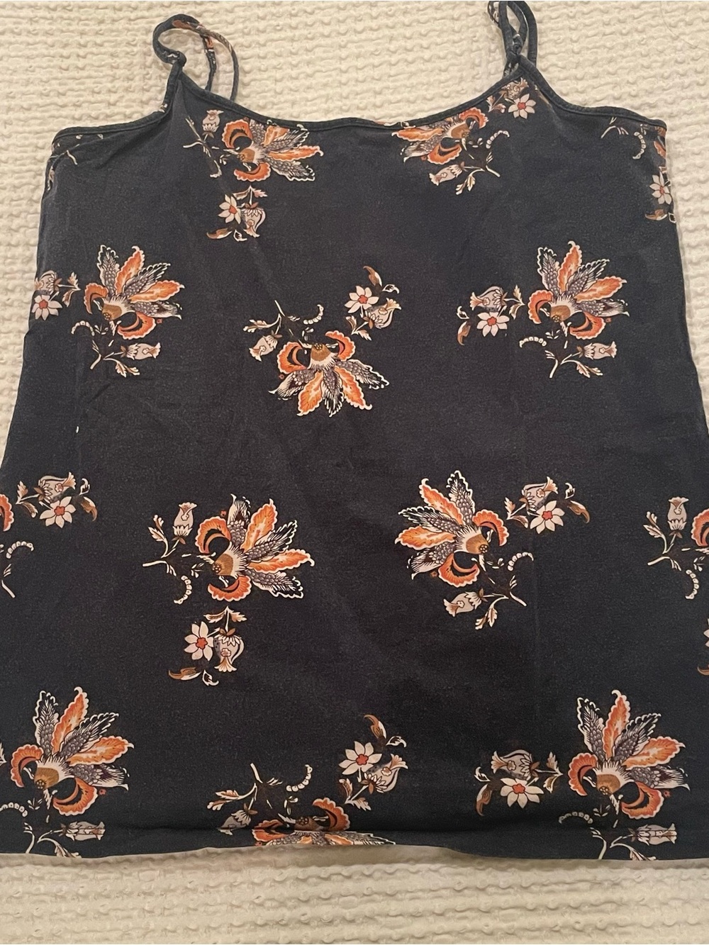 LOFT Outlet Gray Knit Top with Subtle Floral Trim